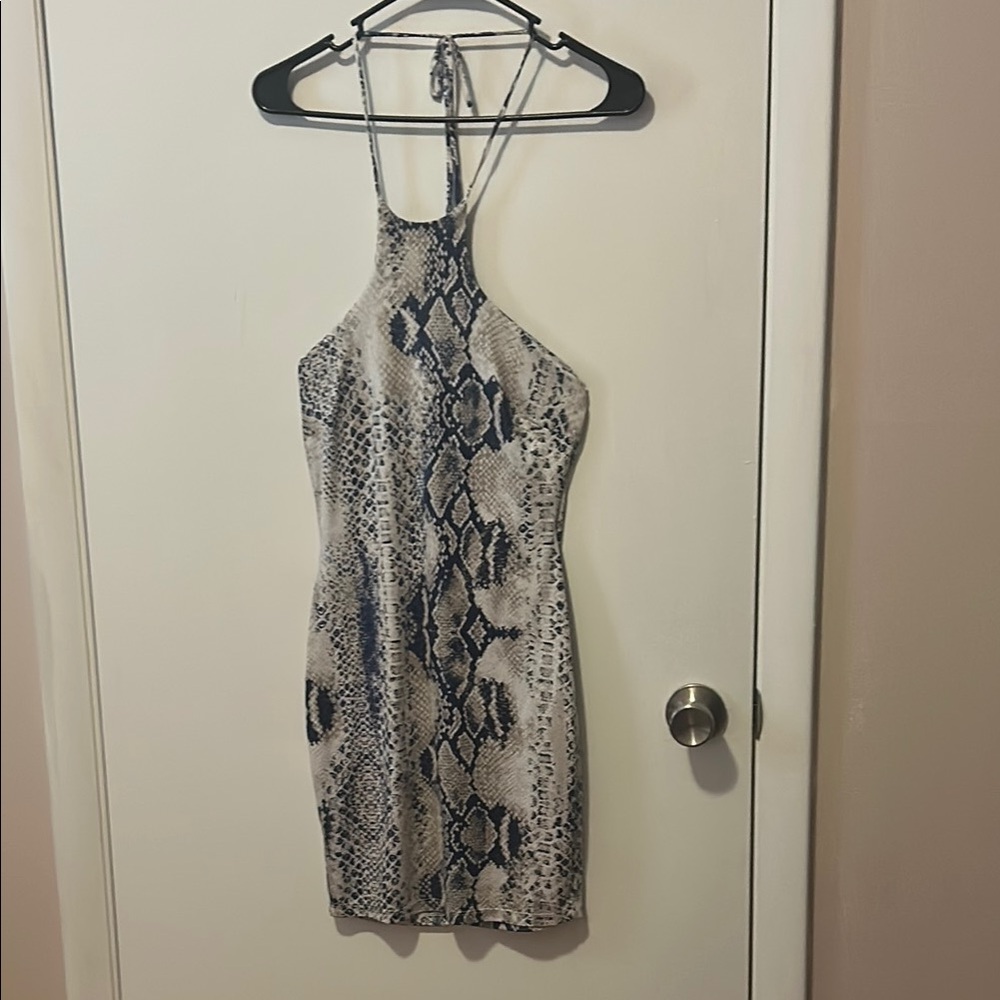 Sabora Snake Print Mini Dress - Black and Cream